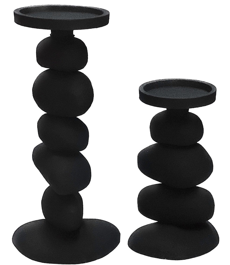 Photophore Carepa noir L17/15 x l13/11 x H31/20 cm