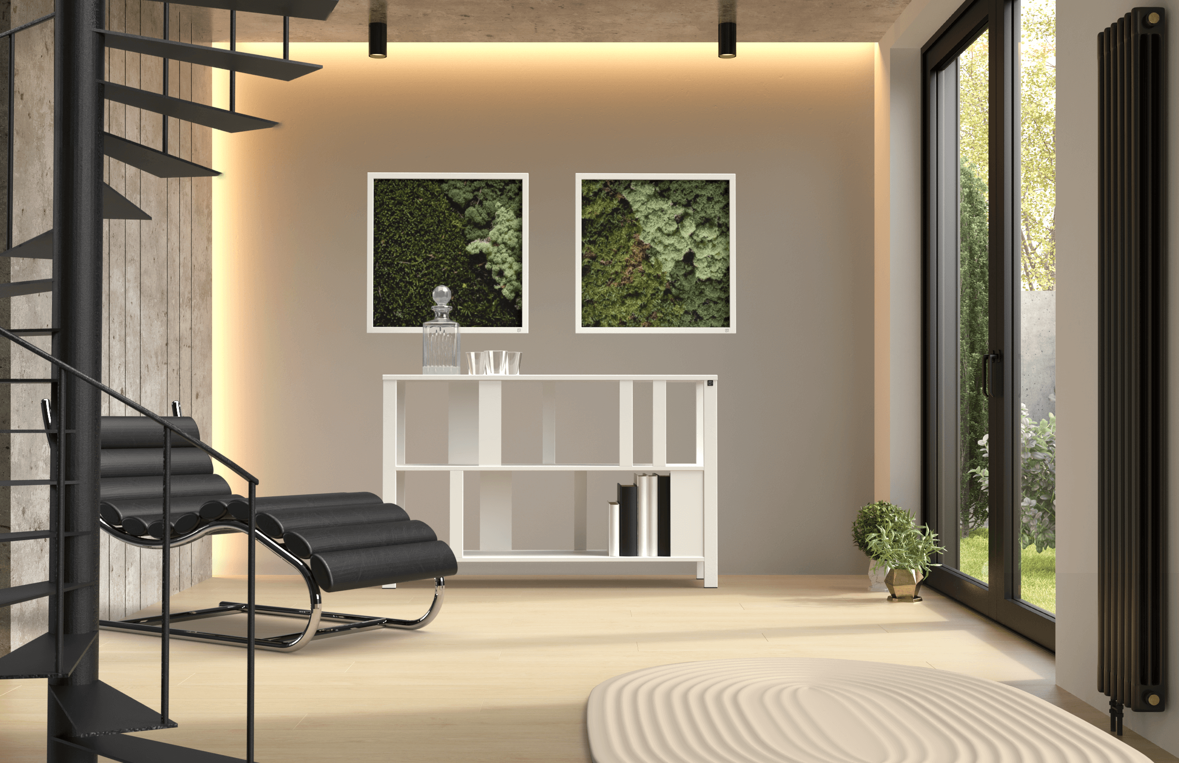 Mos wanddecoratie vierkant wit