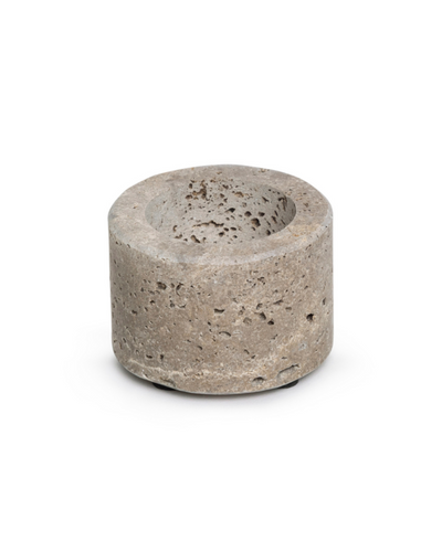 Photophore rond en travertin
