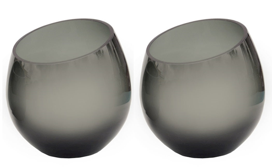 Photophore Moho gris Ø15,5 x H15,5 cm 2 pièces