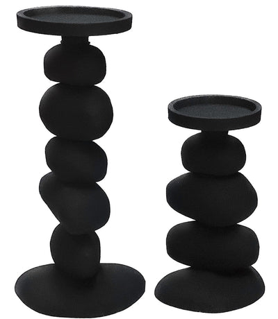 Photophore Carepa noir L17/15 x l13/11 x H31/20 cm