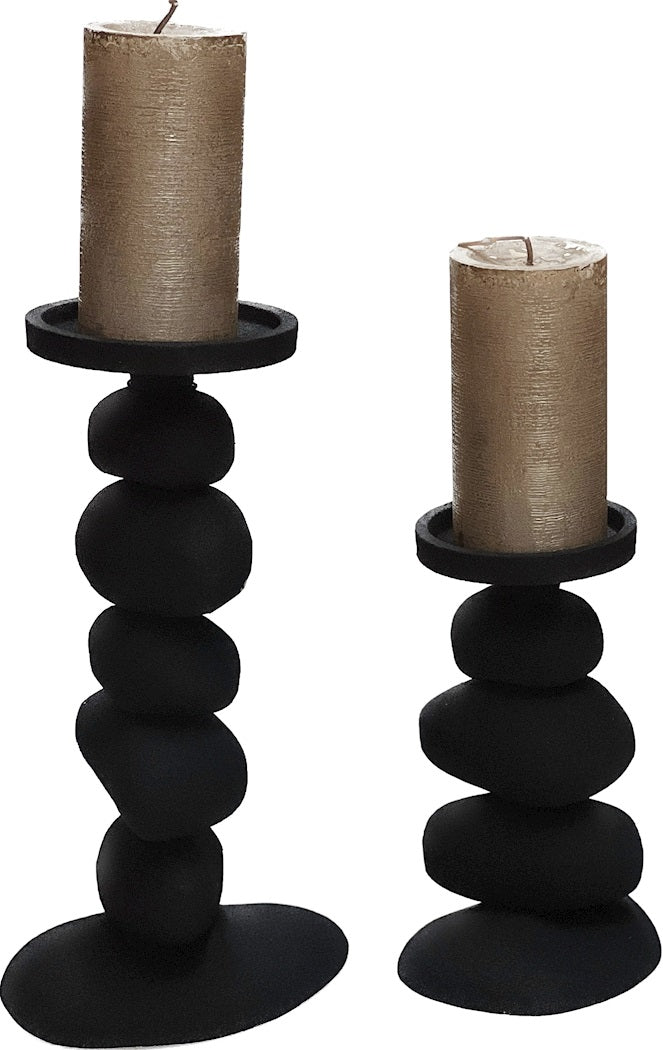 Photophore Carepa noir L17/15 x l13/11 x H31/20 cm