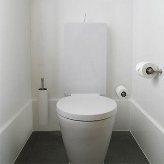 Toiletborstel Piet Boon PB303 met muurbevestiging mat roestvast staal AISI 316/wit Corian®