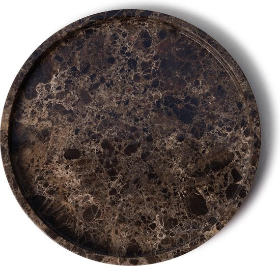 Marmer dienblad rond Bruin
