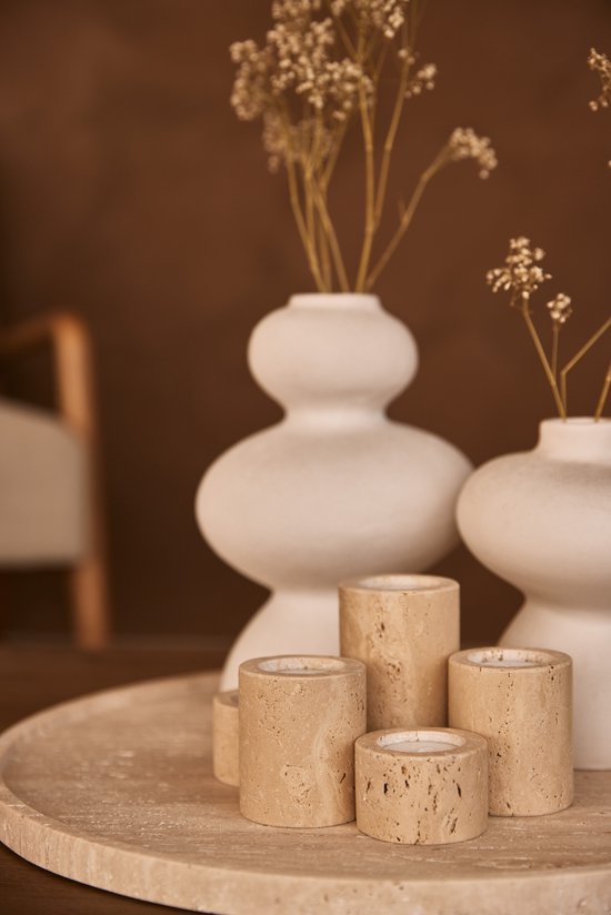 Travertine Waxinelichthouder - rond Default
