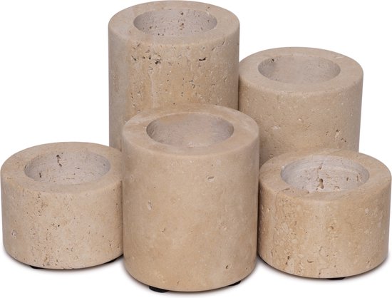 Travertine Waxinelichthouder - rond Default