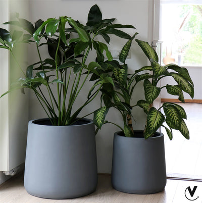 Pot Portland S grey Ø42 x H40 cm  (Grey Ø42 x H40 cm)